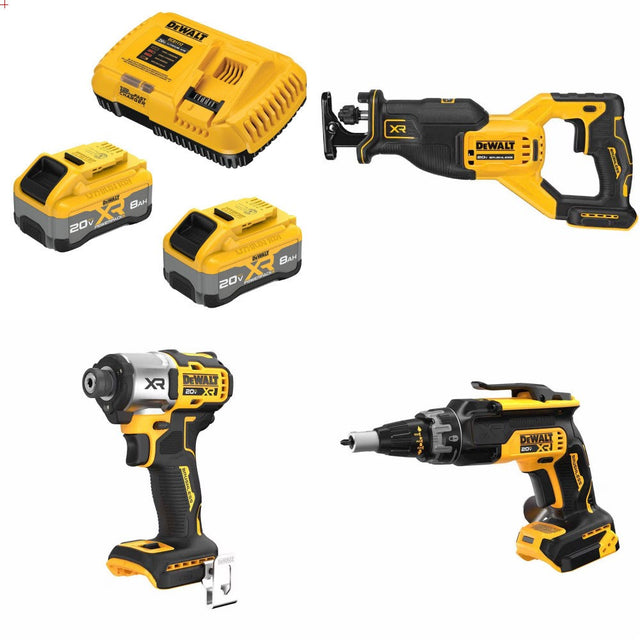 DeWalt DCB2108-2C 8Ah Starter Kit W/ FREE DCS382 Saw, DCF845 Driver and DCF630 Screwgun