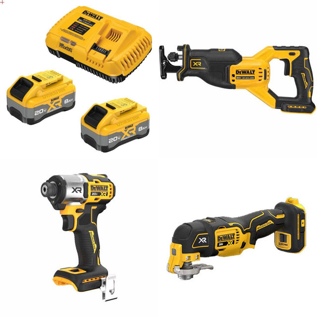 DeWalt DCB2108-2C 8Ah Starter Kit W/ FREE DCS382B Saw, DCF845B Driver and DCS356B Multi-Tool