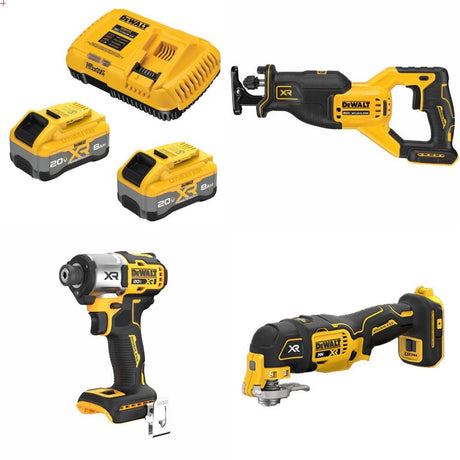 DeWalt DCB2108-2C 8Ah Starter Kit W/ FREE DCS382B Saw, DCF845B Driver and DCS356B Multi-Tool
