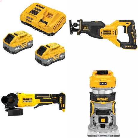 DeWalt 8Ah Battery Kit W/ FREE Recip Saw and FREE Grinder and FREE Router