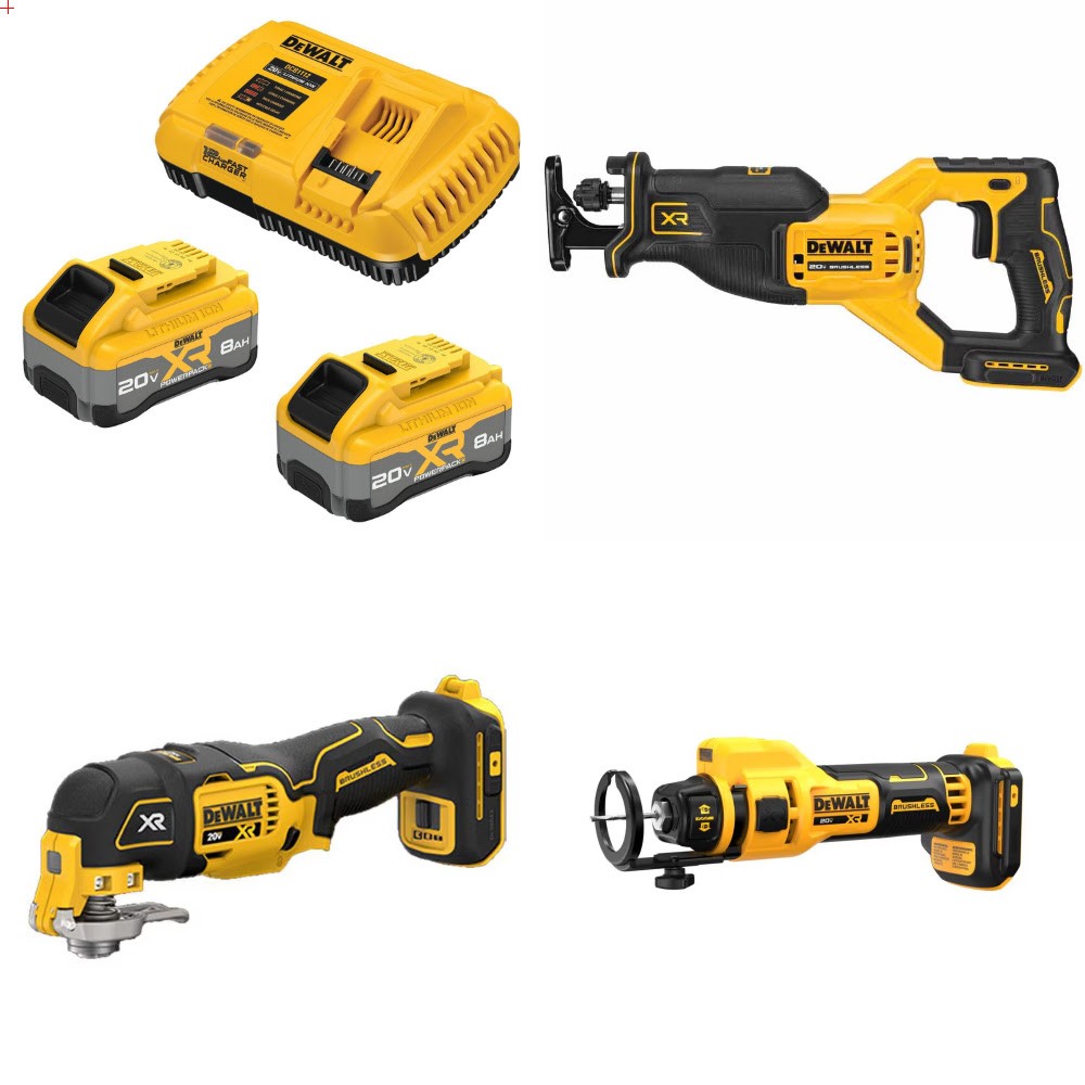 DeWalt 8Ah Kit W/ FREE Recip Saw and FREE Multi-Tool and FREE Cut-Out