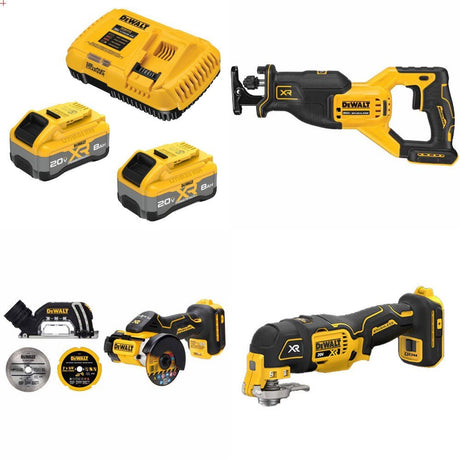 DeWalt DCB2108-2C 8Ah Starter Kit W/ FREE DCS382B Saw and DCS438B Cut-Off and DCS356B Multi-Tool