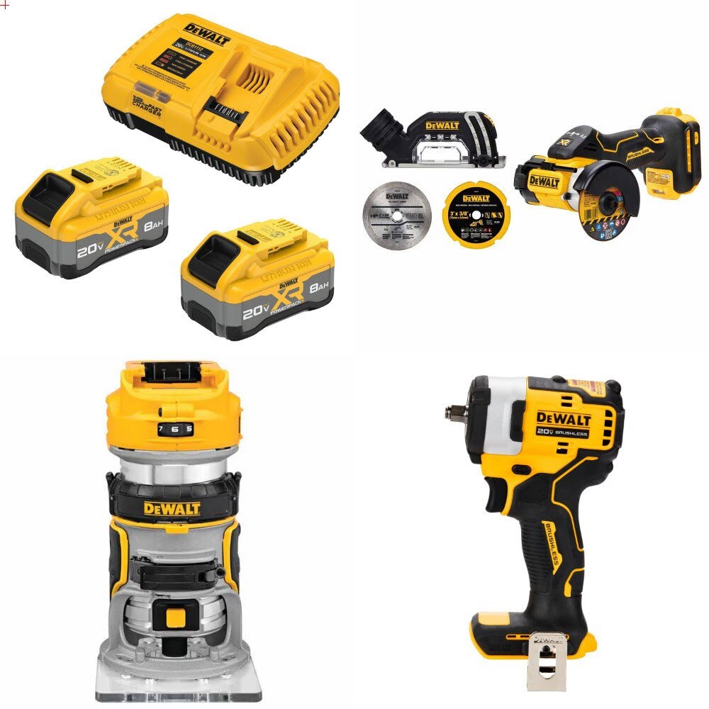 DeWalt 8Ah Starter Kit W/ FREE Cut-Off, FREE Router and FREE 3/8 in Wrench