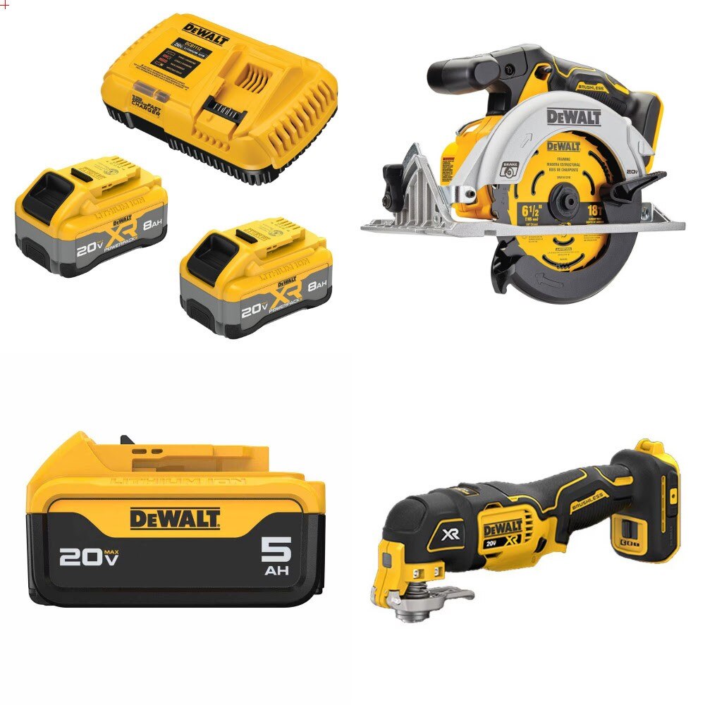 DeWalt DCB2108-2C 8Ah Starter Kit W/ FREE DCS565B Saw, DCB205 Battery and DCS356B Multi-Tool