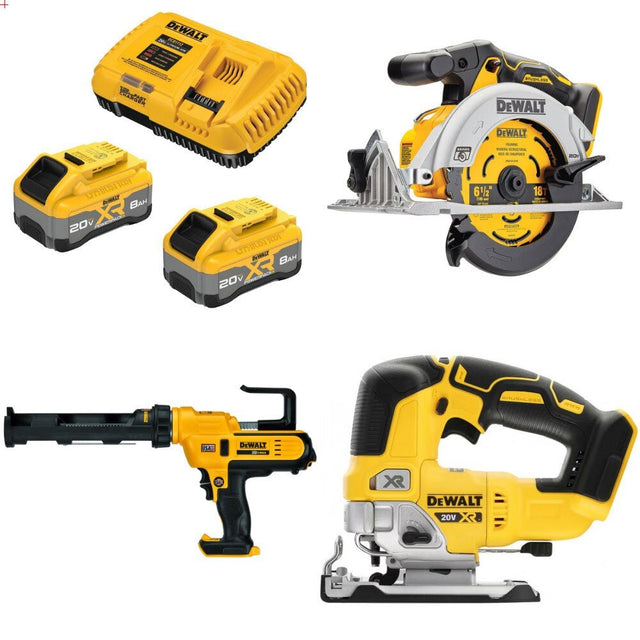 DeWalt DCB2108-2C 8Ah Starter Kit W/ FREE DCS565B Saw and DCE560B Gun and DCS334B Jig Saw