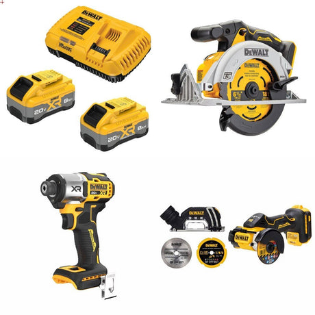 DeWalt 8Ah Starter Kit W/ FREE Saw FREE Impact Driver and FREE Cut-Off Tool