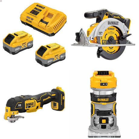 DeWalt 8Ah Kit W/ FREE Circular Saw and FREE Multi-Tool and FREE Router
