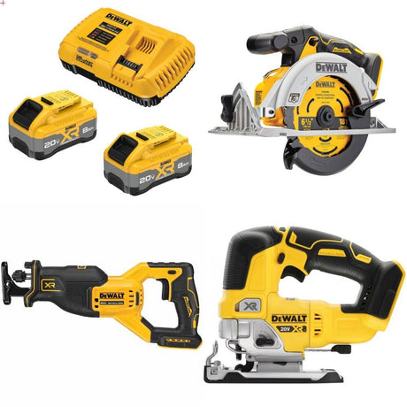 DeWalt DCB2108-2C 8Ah Starter Kit W/ FREE DCS565B Saw, DCS382B Recip Saw and DCS334B Jig Saw
