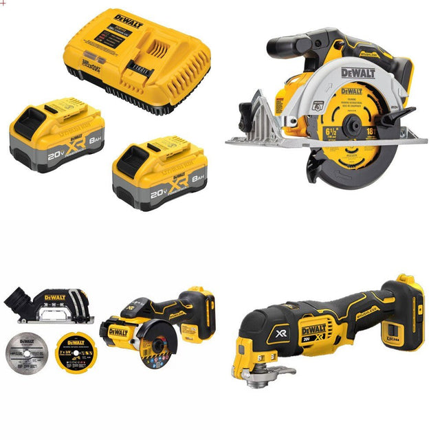 DeWalt DCB2108-2C 20V XR 8Ah Starter Kit W/ FREE DCS565B Saw, DCS438B Cut-Off and DCS356B Multi-Tool