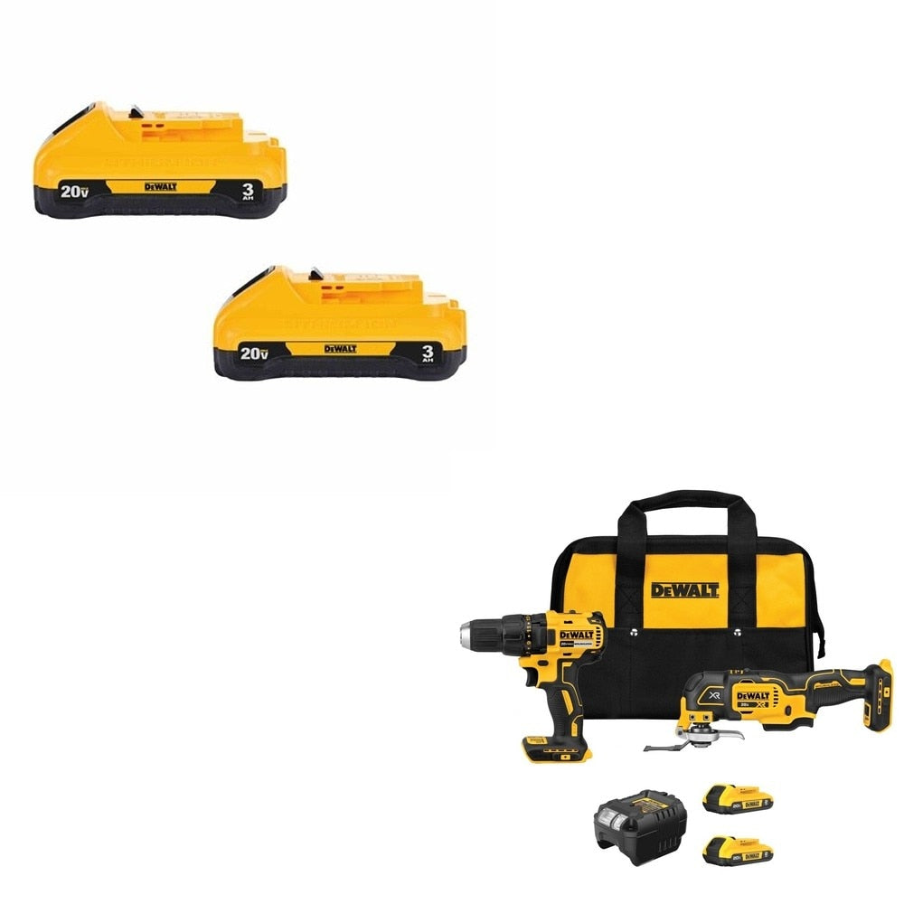 DeWalt DCB230-2 20V MAX 3Ah Battery, 2 Pack W/ DCK251D2 2-Tool Combo