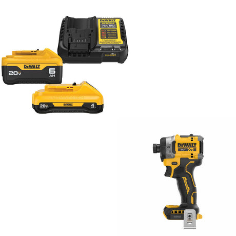 DeWalt DCB2460C 20V MAX 4Ah & 6Ah Starter Kit W/ FREE DCF860B 20V Impact Driver