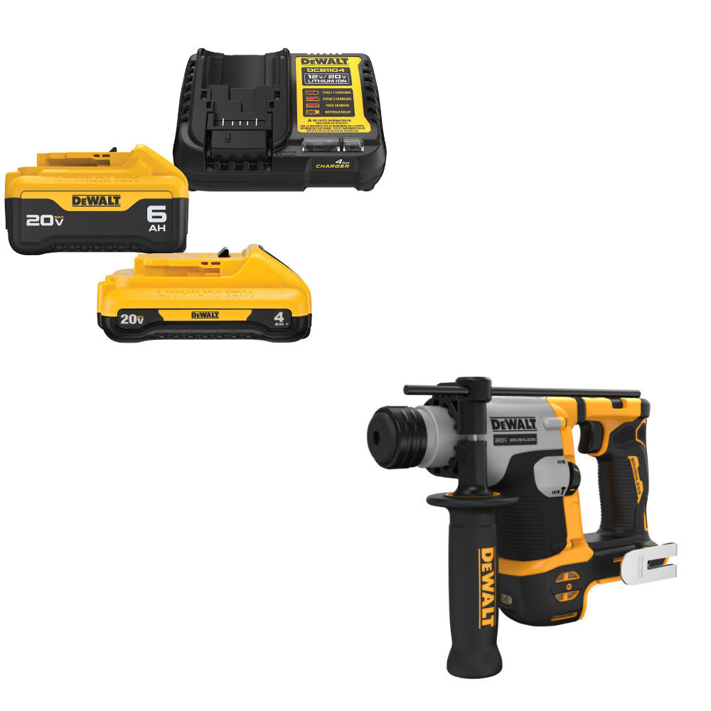 DeWalt DCB2460C 20V MAX 4Ah & 6Ah Starter Kit W/ FREE DCH172B Compact Hammer