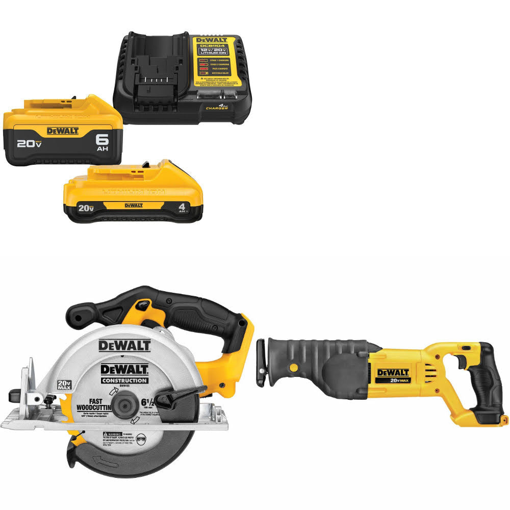 DeWalt DCB2460C Battery & Charger Kit W/ FREE DCS391B Circular Saw and FREE DCS380B Recip Saw