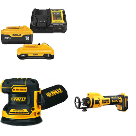 DeWalt DCB2460C Battery & Charger Kit W/ FREE DCW210B Sander and DCE555B Cut-Out Tool