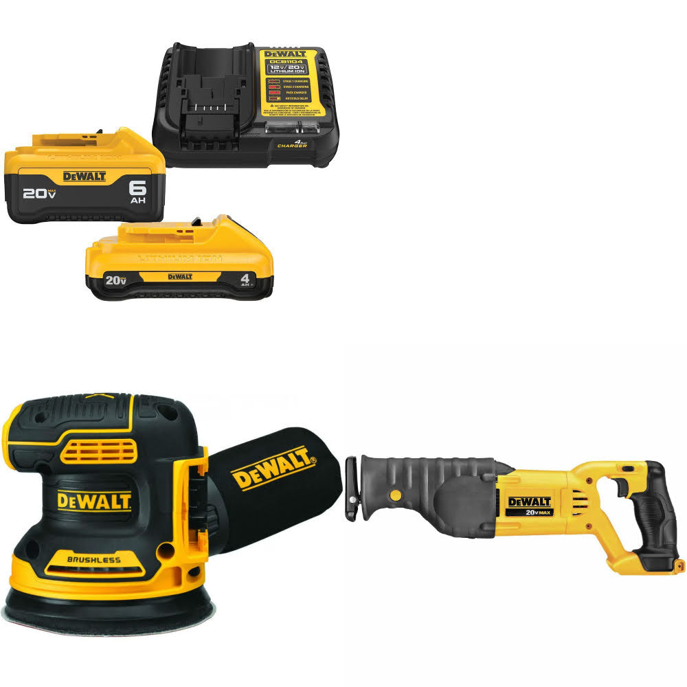 DeWalt DCB2460C Battery & Charger Kit W/ FREE DCW210B Sander and FREE DCS380B Saw