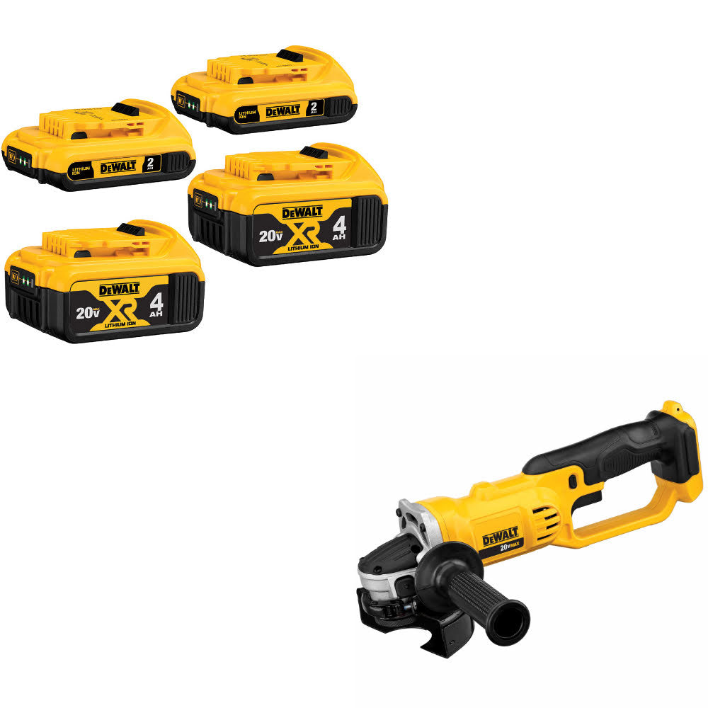 DeWalt DCB324-4 20V MAX Battery 4-Pack W/ FREE DCG412B 20V MAX Cut-Off Tool