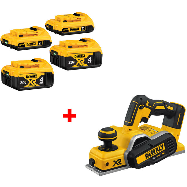 DeWalt DCB324-4 20V MAX Battery 4-Pack W/ FREE DCP580B 20V MAX Planer, Bare