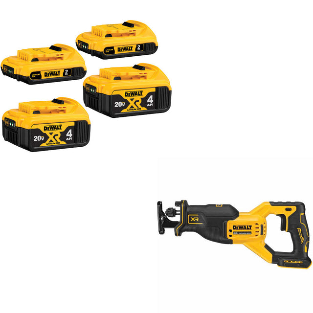 DeWalt DCB324-4 20V MAX Battery 4-Pack W/ FREE DCS382B 20V MAX XR RECIP SAW