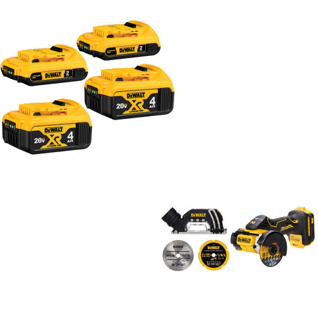 DeWalt DCB324-4 20V MAX Battery 4-Pack W/ FREE DCS438B 20V MAX XR Cut-Off Tool