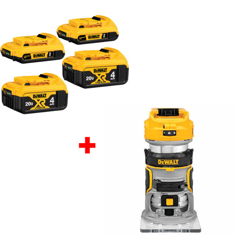 DeWalt DCB324-4 20V MAX Li-Ion Battery 4-Pack W/ FREE  DCW600B 20V Router, Bare