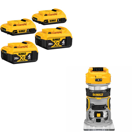 DeWalt DCB324-4 20V MAX Li-Ion Battery 4-Pack W/ FREE  DCW600B 20V Router, Bare