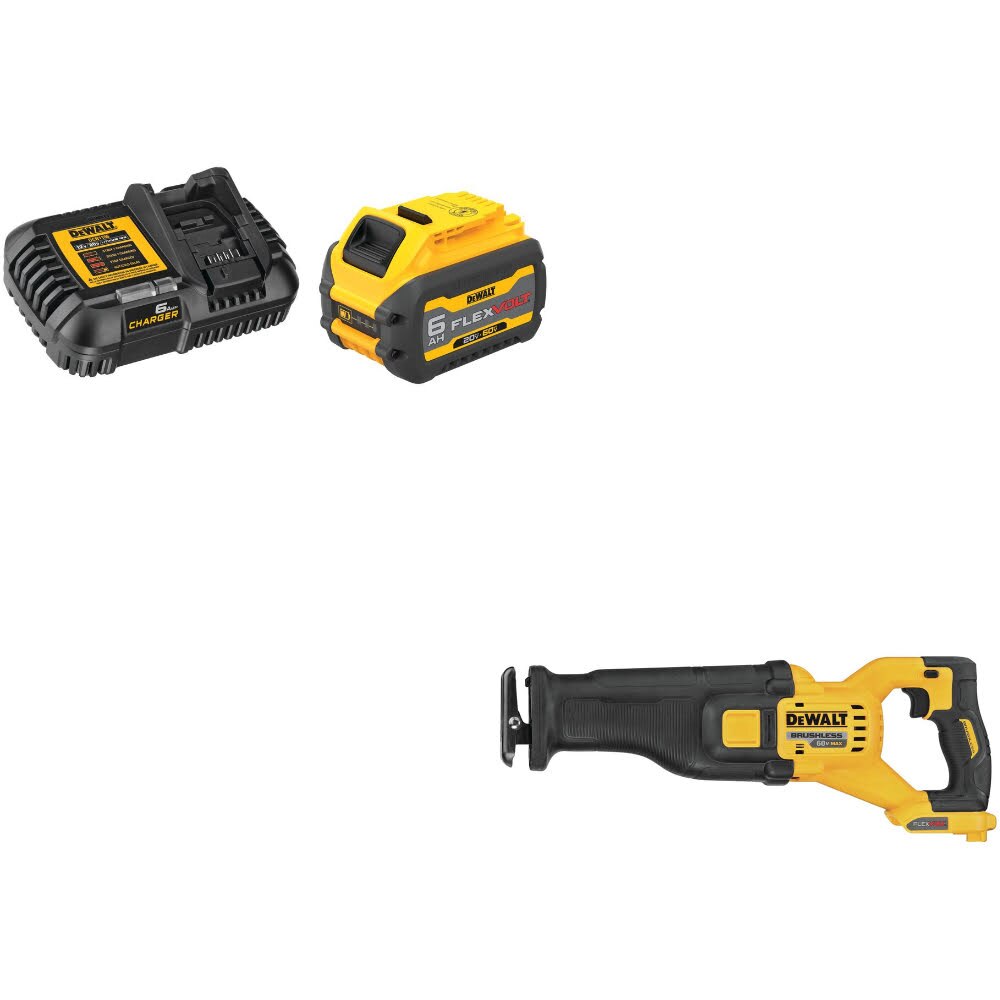 DeWalt DCB606C FLEXVOLT 20V/60V MAX Starter Kit W/ DCS389B 60V Max Recip Saw