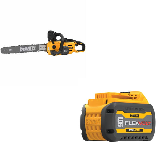 DeWalt DCCS677B 60V MAX 20" Chainsaw W/ DCB606 20/60V MAX FlexVolt 6Ah Battery