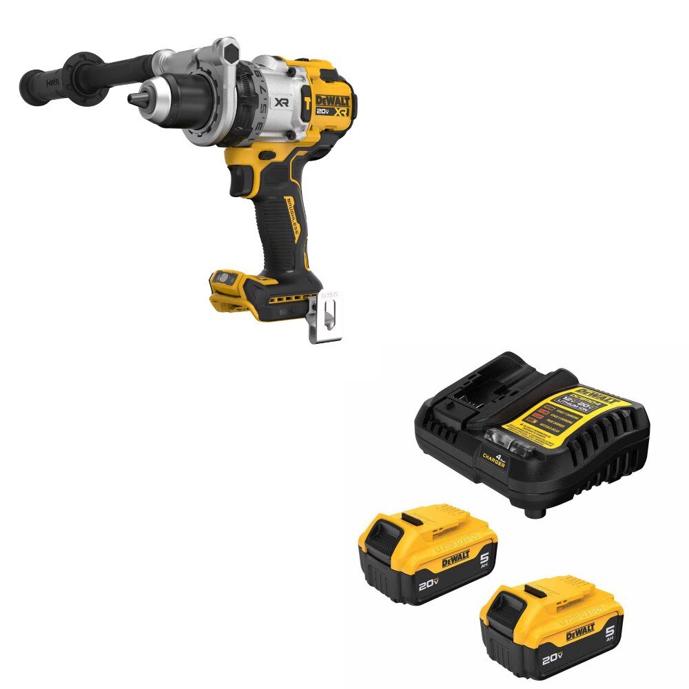DeWalt DCD1007B Hammer Drill Kit W/ FREE DCB205-2C 5Ah Battery Kit
