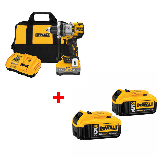 DeWalt DCD1007WW1 20V MAX Hammer Drill Kit W/ FREE DCB205-2 20V MAX Battery-2Pk