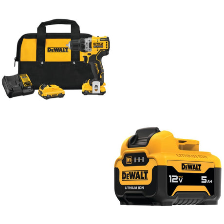 Dewalt DCD701F2 12V Max Drill Driver Kit w/ FREE DCB126 12V MAX 5.0Ah Battery