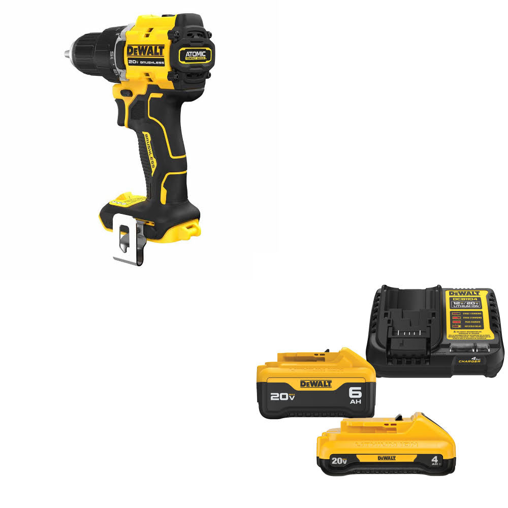 DeWalt DCD794B ATOMIC 1/2" Drill/Driver, Bare W/ DCB2460C 20V MAX Starter Kit