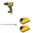 DeWalt DCE531B Concrete Vibrator W/ DCB2104-2 POWERPACK 4Ah 2-Pack and DCD806B Hammer Drill