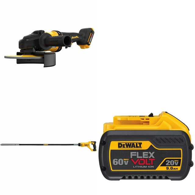 DeWalt DCE531B Concrete Vibrator W/ DCG440B 7 in. Grinder and DCB609 FLEXVOLT 9.0Ah Battery