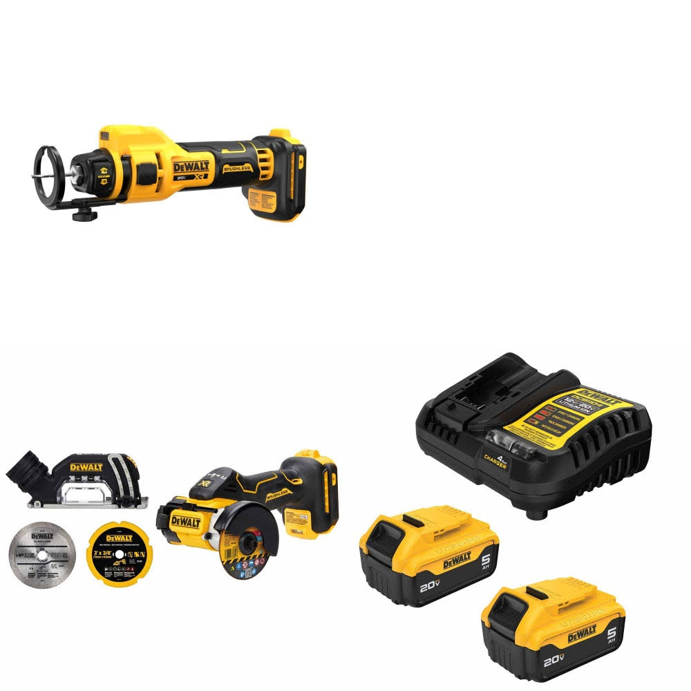 DeWalt DCE555B Drywall Cut-Out Tool Kit W/ DCS438B Cut-Off Tool and FREE DCB205-2C Battery Kit