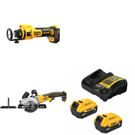 DeWalt DCE555B Drywall Cut-Out Tool Kit W/ DCS571B Circular Saw and FREE DCB205-2C Battery Kit