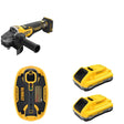 DeWalt DCG410B Angle Grinder W/ DCB2104-2 POWERPACK 4Ah 2-Pack and DCE592B Vacuum Lifter