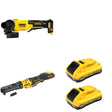 DeWalt DCF510B 20V MAX XR Sealed Head Ratchet W/ DCB2104-2 and DCG408B Paddle-Switch Grinder