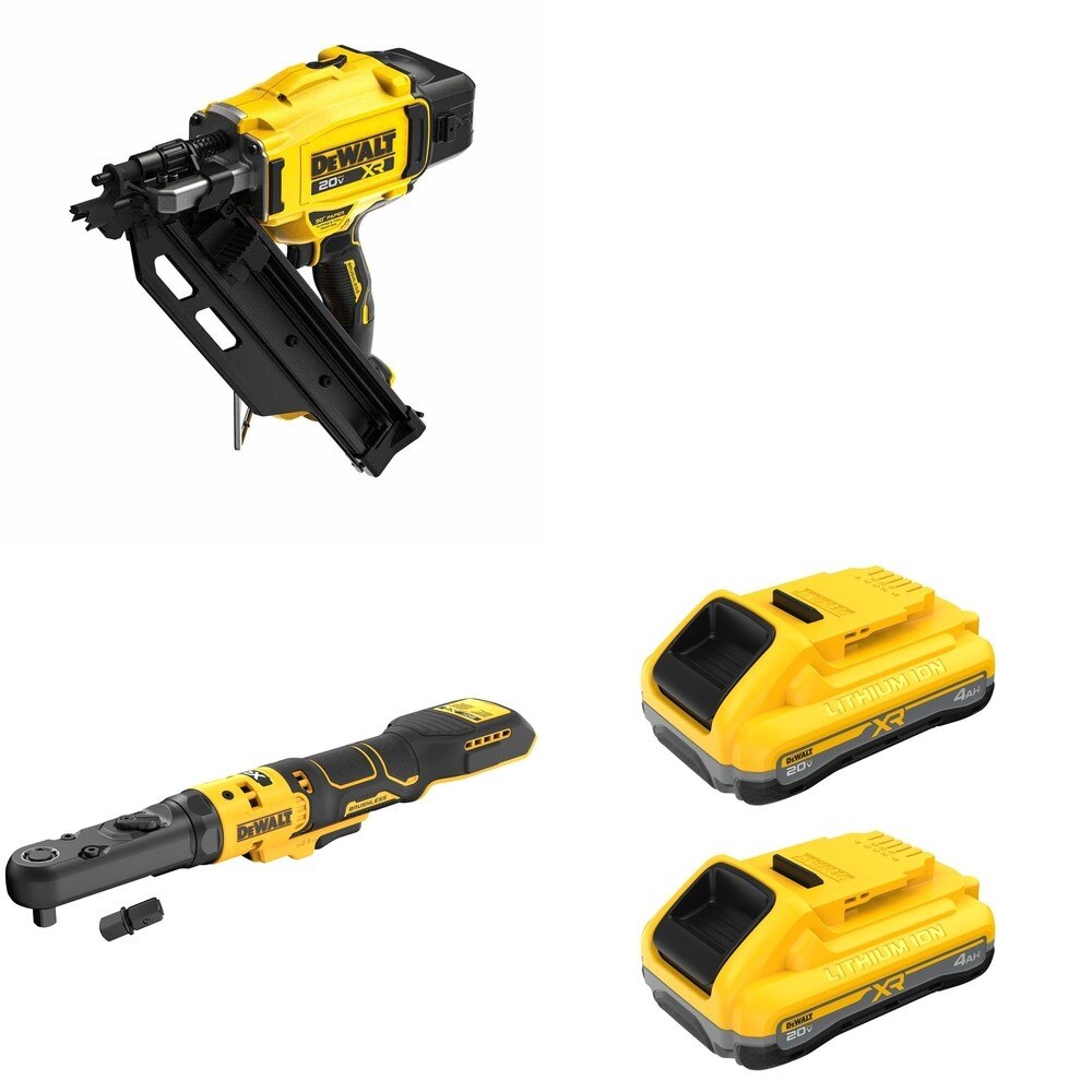 DeWalt DCN930B 20V MAX XR 30-Degree Framing Nailer W/ DCF510B Sealed Head Ratchet and DCB2104-2