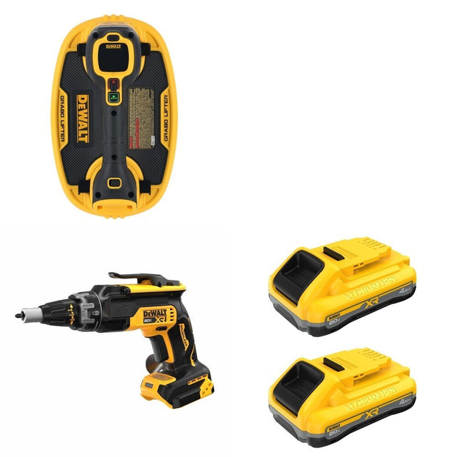 DeWalt DCB2104-2 POWERPACK 4Ah 2-Pack W/ DCE592B Vacuum Lifter and DCF630B Drywall Screwgun