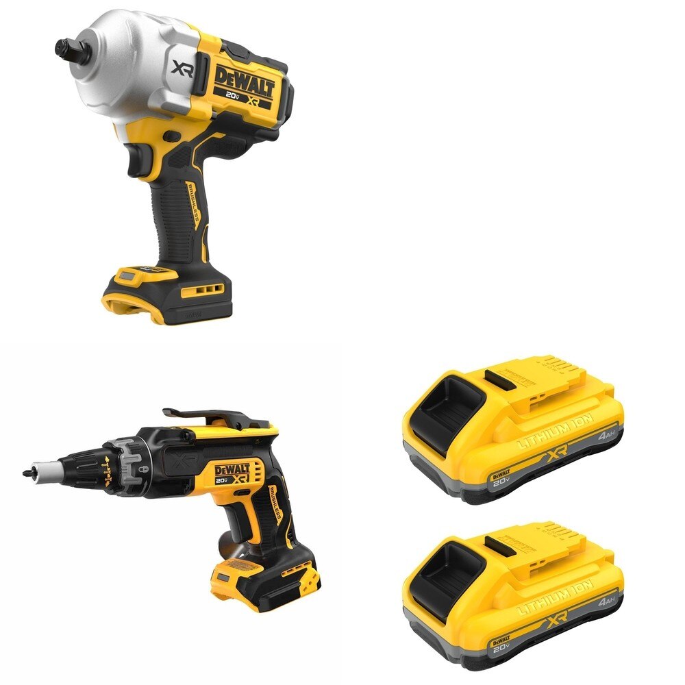 DeWalt DCF961B High Torque Impact Wrench W/ DCB2104-2 POWERPACK 4Ah 2-Pack and DCF630B