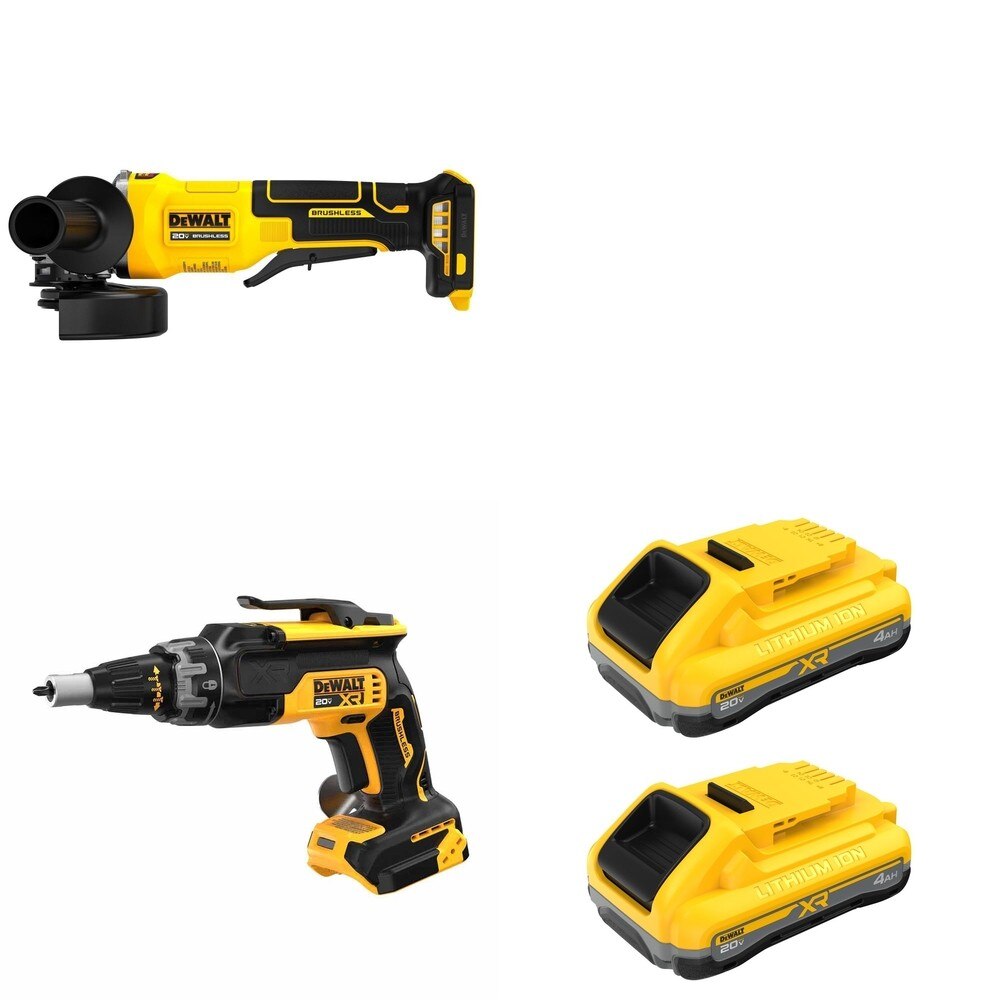 DeWalt DCB2104-2 POWERPACK 4Ah 2-Pack W/ DCF630B and DCG408B Paddle-Switch Grinder