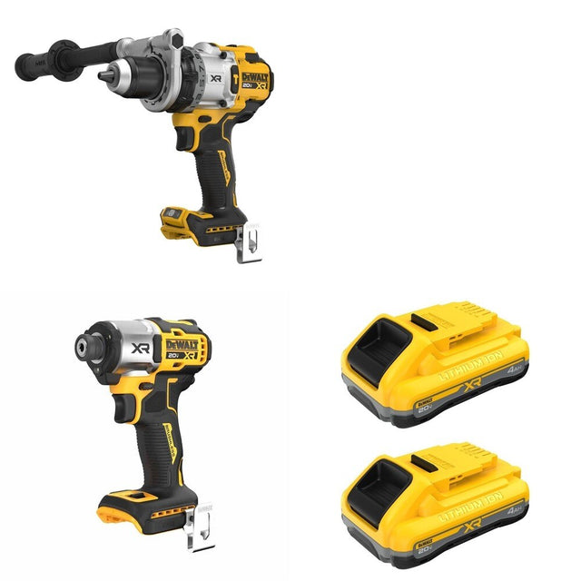 DeWalt DCB2104-2 20V MAX XR POWERPACK 4Ah Battery 2-Pack W/ DCD1007B Hammer Drill and DCF845B