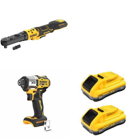 DeWalt DCF510B 20V MAX XR Sealed Head Ratchet W/ DCB2104-2 and DCF845B 3-Speed Impact Driver