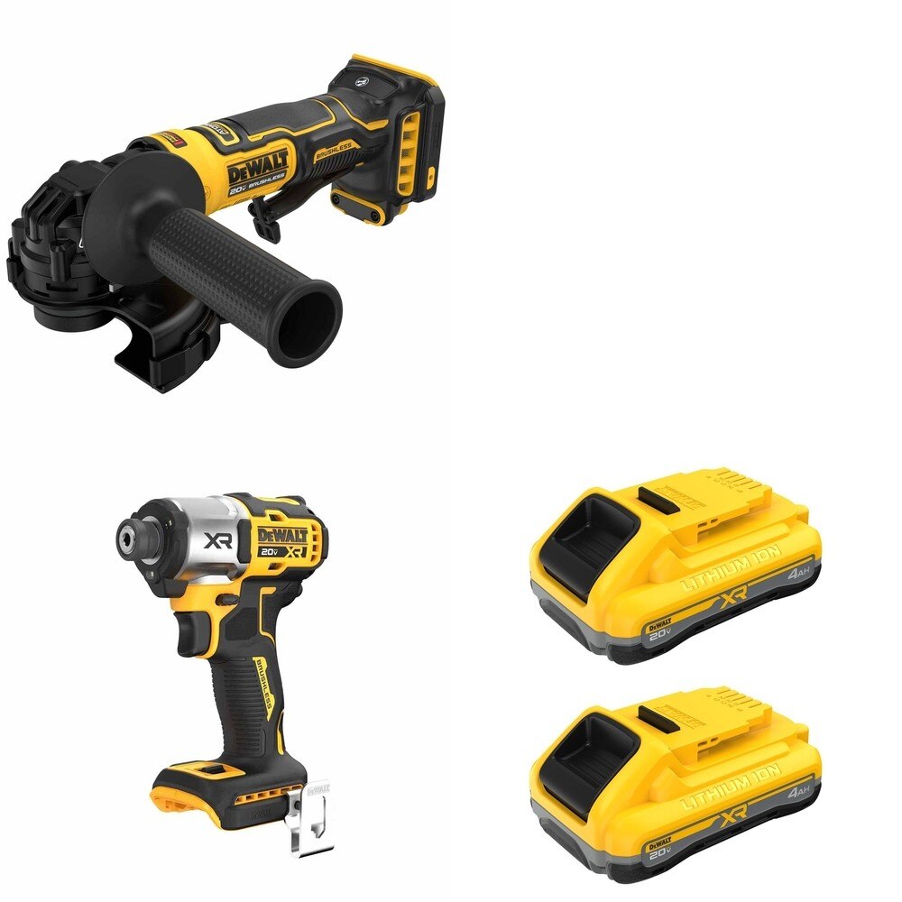 DeWalt DCB2104-2 20V MAX XR POWERPACK 4Ah Battery 2-Pack W/ DCG402B Angle Grinder and DCF845B