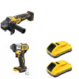 DeWalt DCG410B 20V MAX XR 4-1/2 in. Angle Grinder W/ DCB2104-2 POWERPACK 4Ah 2-Pack and DCF845B