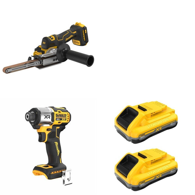 DeWalt DCB2104-2 20V MAX XR POWERPACK 4Ah Battery 2-Pack W/ DCM200B Bandfile Sander and DCF845B