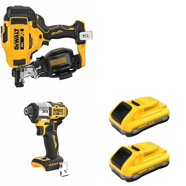 DeWalt DCN45RNB 20V MAX 15-Degree Roofing Nailer W/ DCB2104-2 and DCF845B 3-Speed Impact Driver