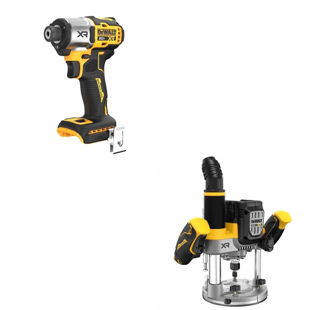DeWalt DCW620B 20V MAX XR 2-1/4 HP Plunge Router W/ DCF845B 3-Speed Impact Driver
