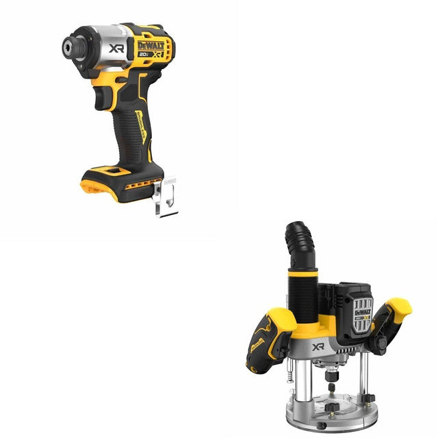 DeWalt DCW620B 20V MAX XR 2-1/4 HP Plunge Router W/ DCF845B 3-Speed Impact Driver