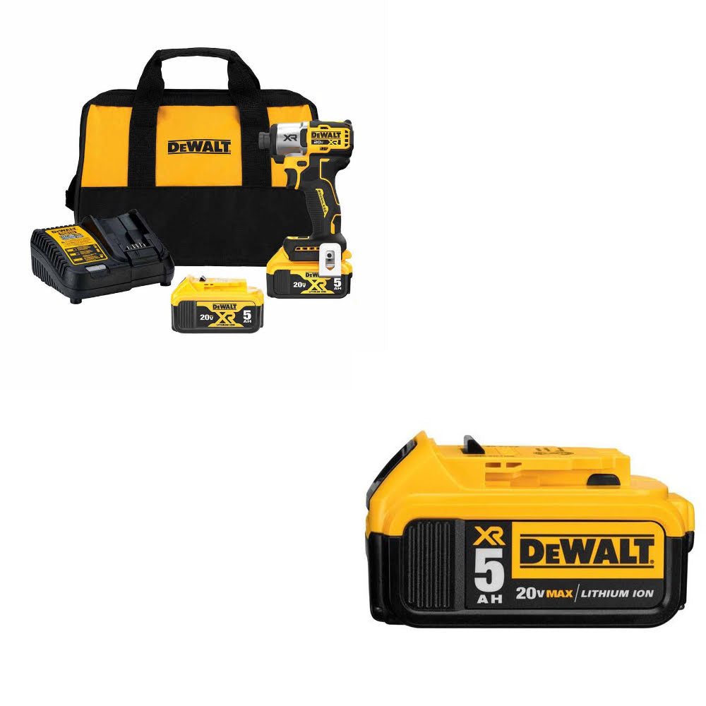 DeWalt DCF845P2 20V MAX XR Impact Driver Kit W/ FREE DCB205 20V MAX Battery Pack